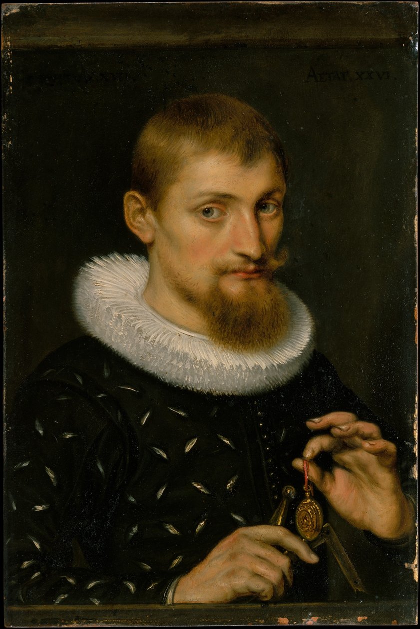Portret van een man, mogelijk een architect of geograaf door Peter Paul Rubens