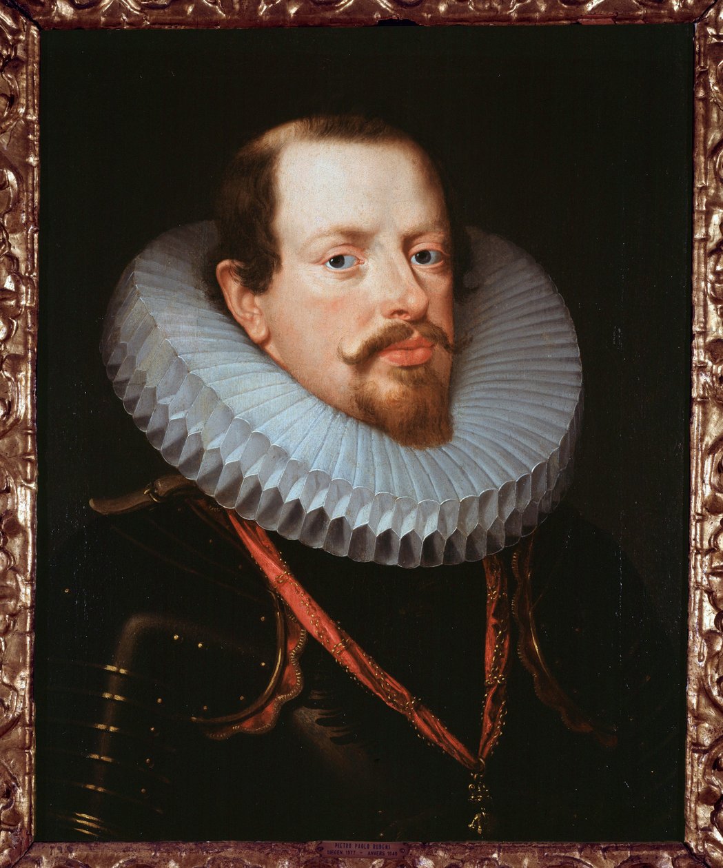 Portret van een Vlaamse heer met een kraag door Peter Paul Rubens
