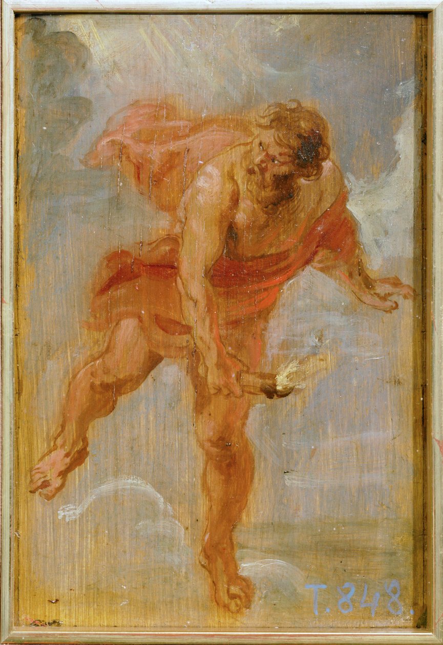 Prometheus met het vuurbrand (schilderij op hout) door Peter Paul Rubens