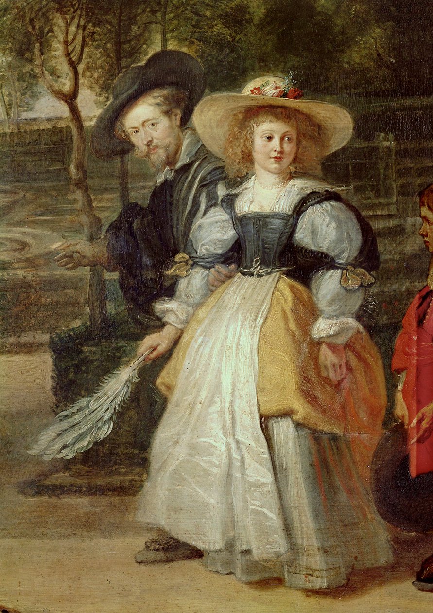 Rubens en zijn tweede vrouw Helene Fourment in de tuin (olieverf op doek) door Peter Paul Rubens