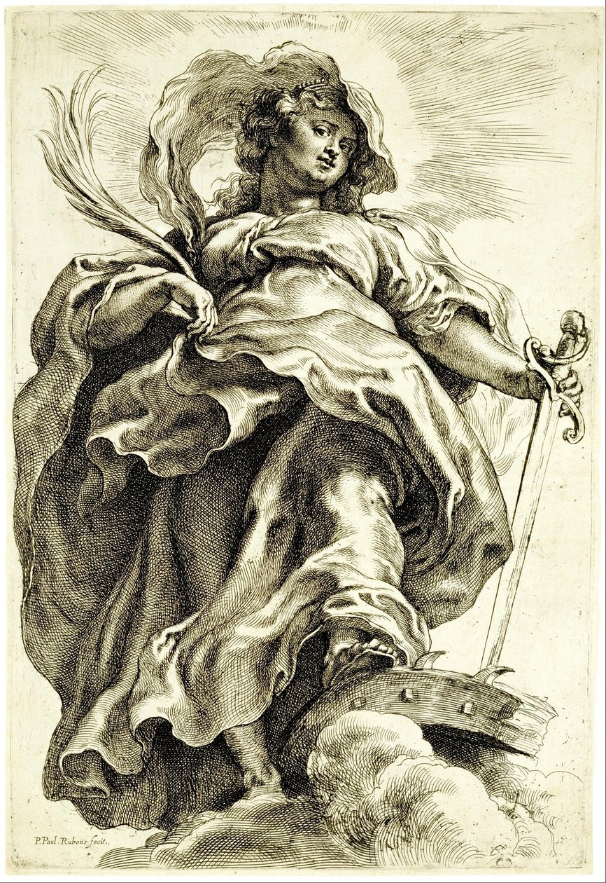 De heilige Catharina van Alexandrië in de wolken door Peter Paul Rubens