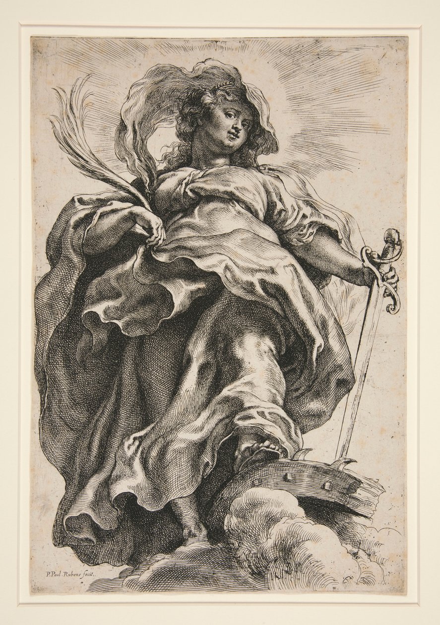 Sint-Catharina in de wolken door Peter Paul Rubens