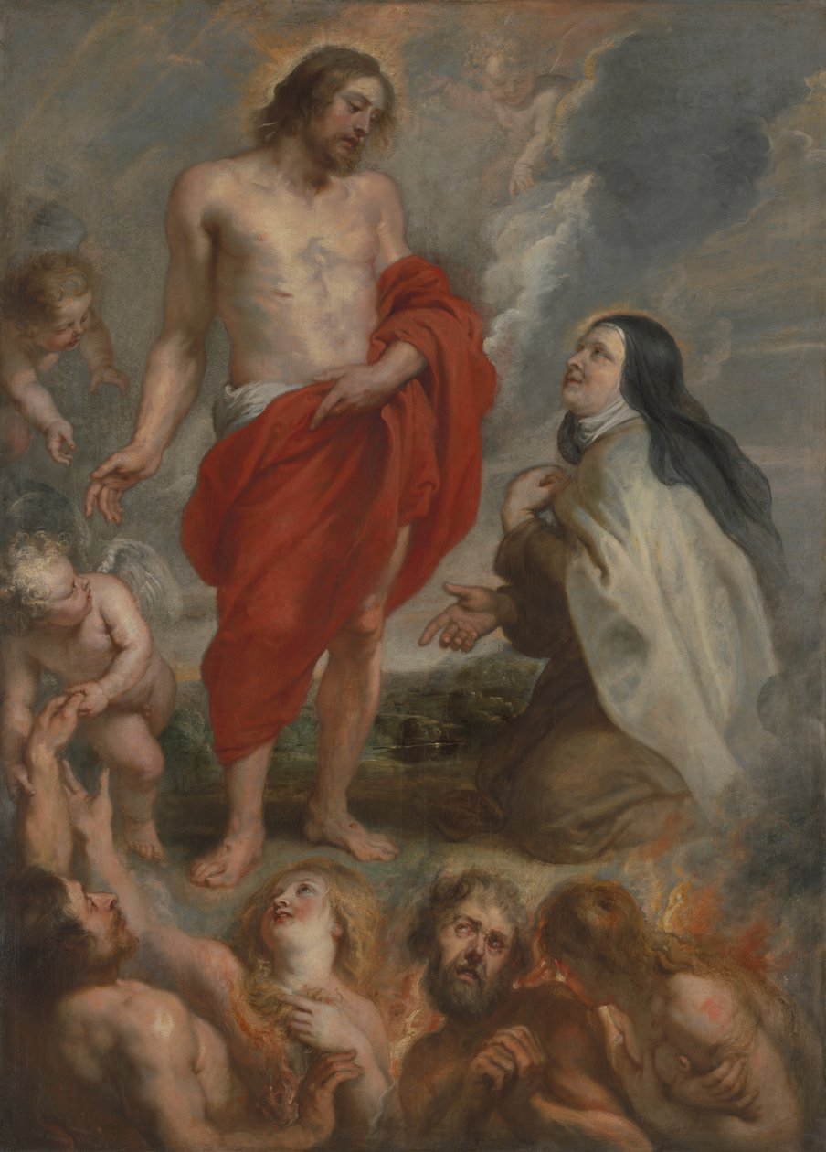 Heilige Teresa van Ávila doet voorbede voor Bernardino de Mendoza in het vagevuur door Peter Paul Rubens