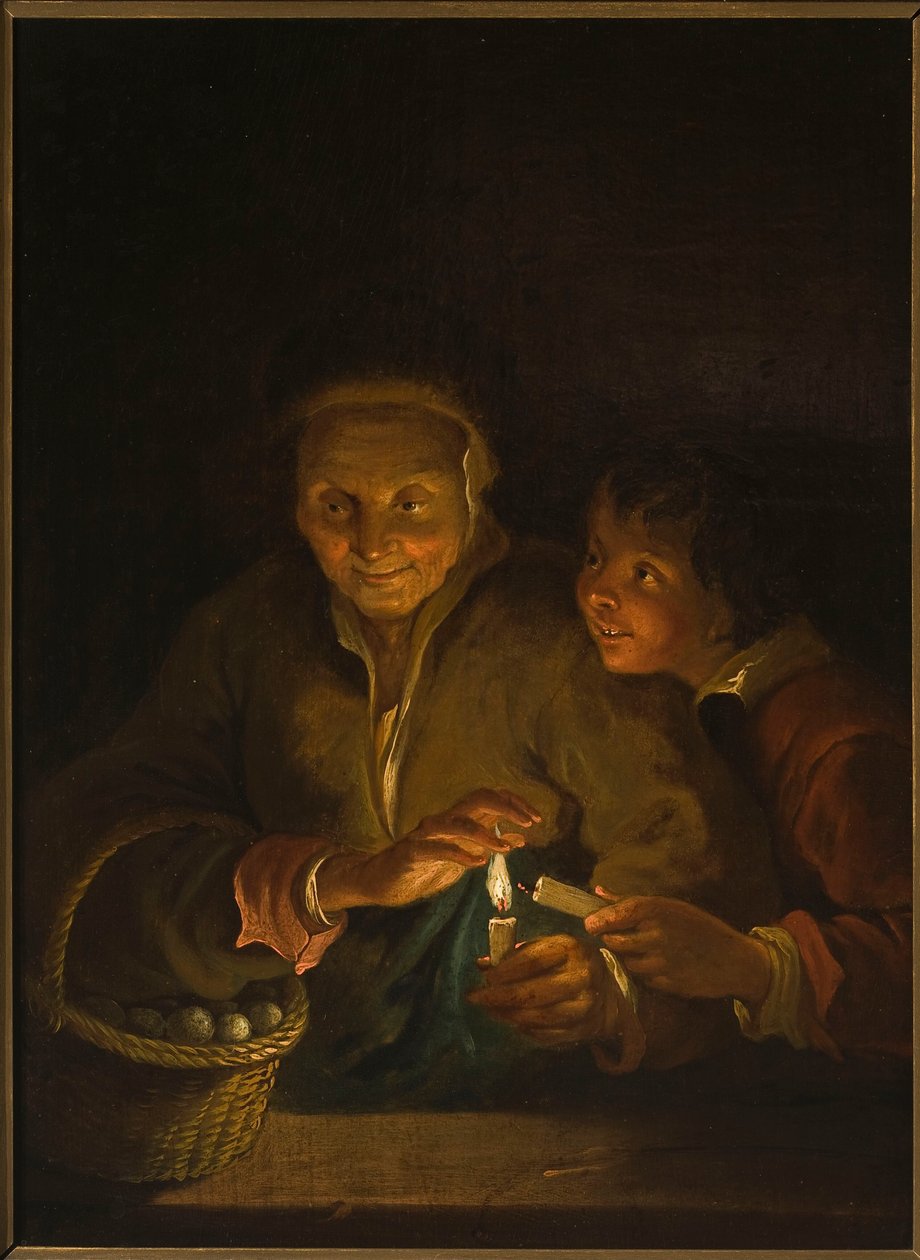 Oude vrouw en jongen met een kaars door Peter Paul Rubens