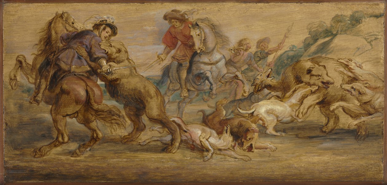 Studie voor "De Berenjacht" (voor het Alcázar, Madrid) door Peter Paul Rubens