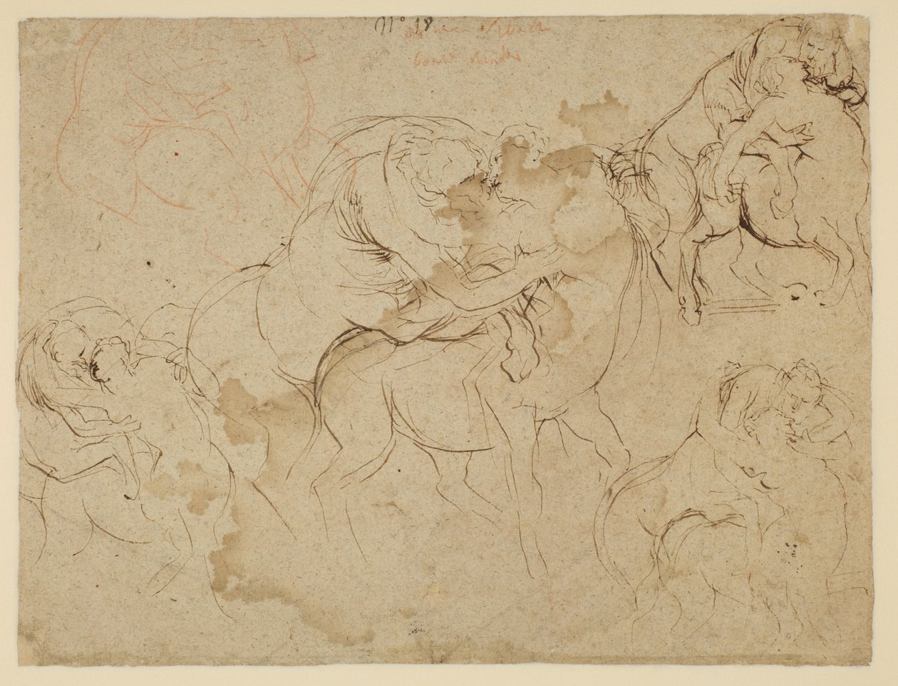 Studie van mannelijke figuren en vrouwelijke centauren (verso) door Peter Paul Rubens