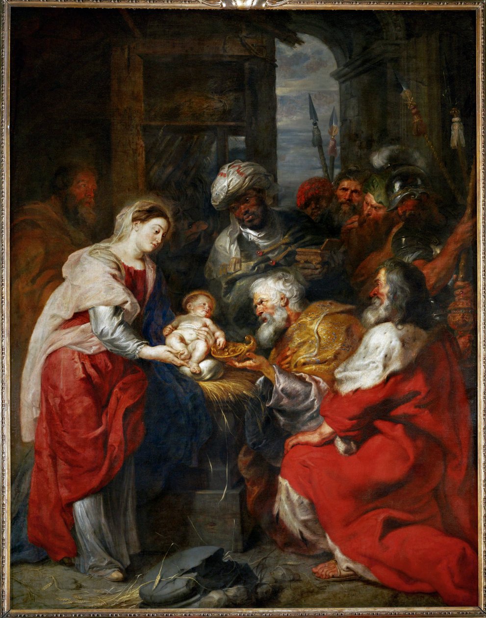 De aanbidding van de Wijzen (schilderij op doek) door Peter Paul Rubens