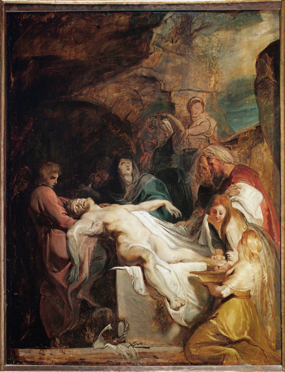 De graflegging van Christus (schilderij op eikenhout) door Peter Paul Rubens