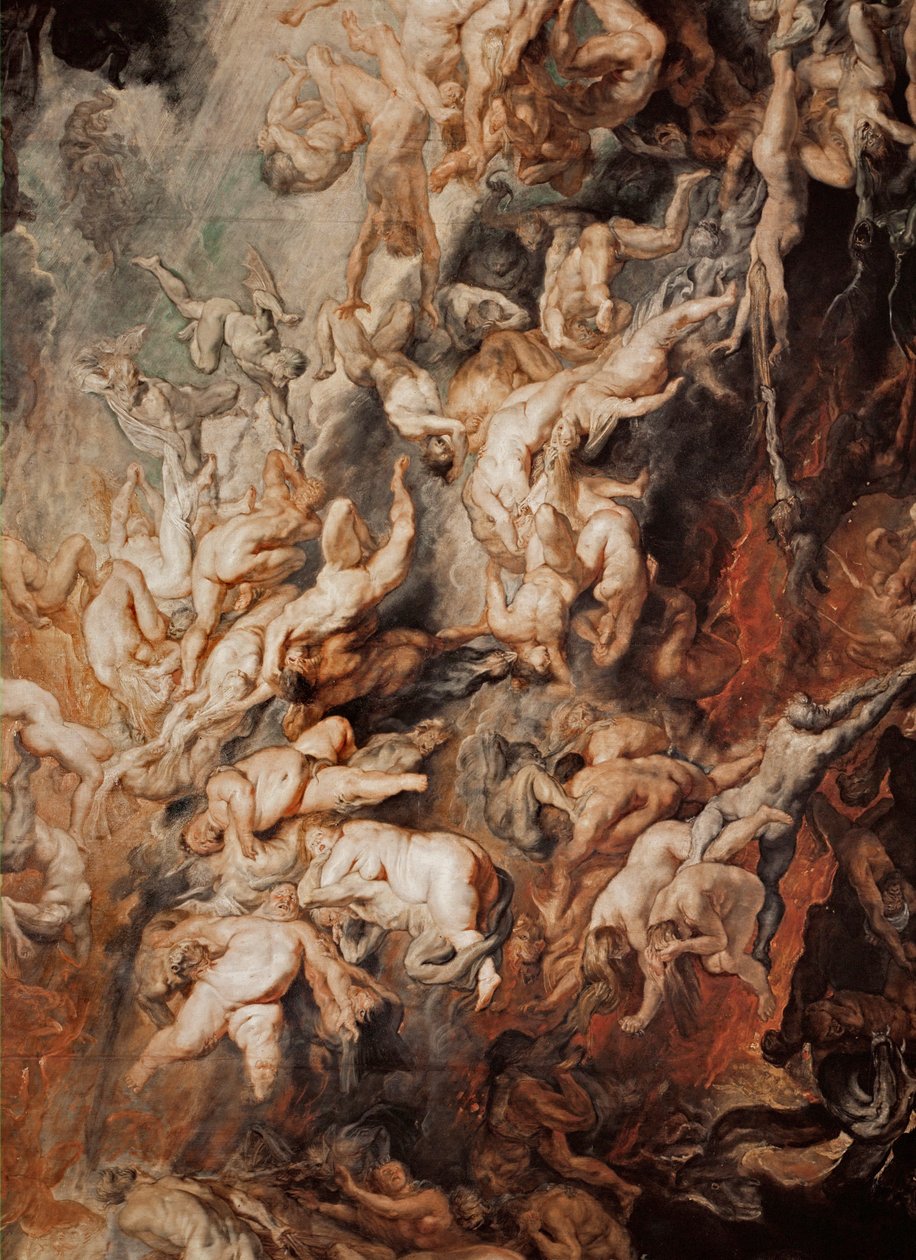De val van de verdoemden (schilderij op eikenhout) door Peter Paul Rubens