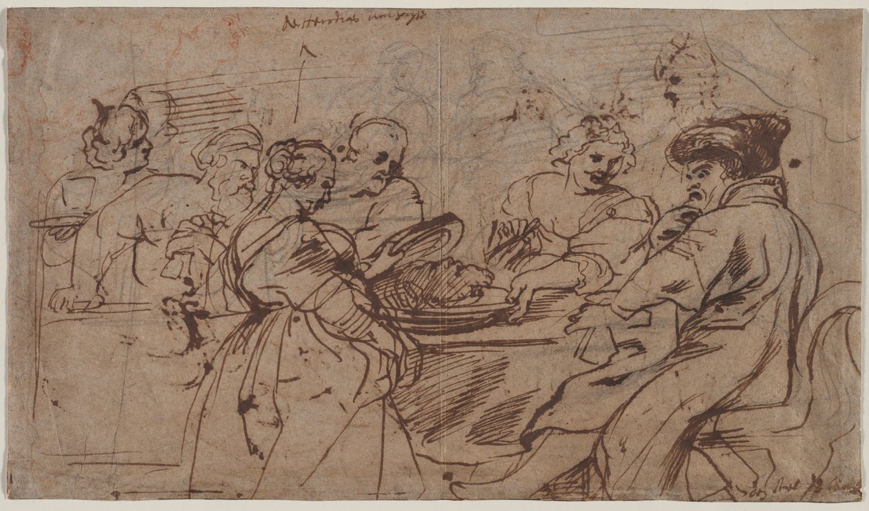 Het feest van Herodes (recto) Tomyris met het hoofd van Cyrus (verso) door Peter Paul Rubens