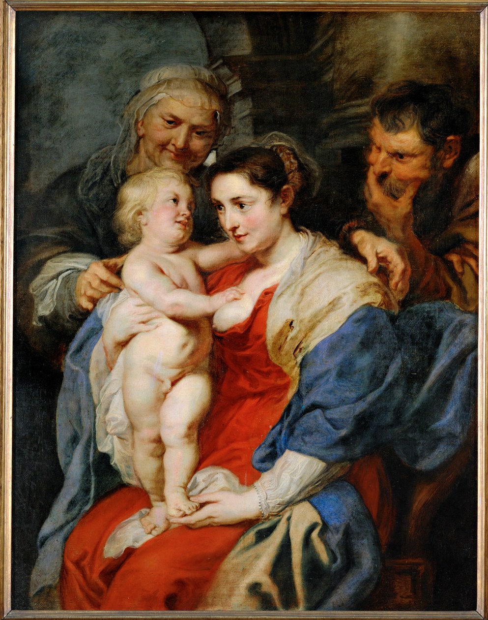 De Heilige Familie met de Heilige Anna (schilderij op doek) door Peter Paul Rubens