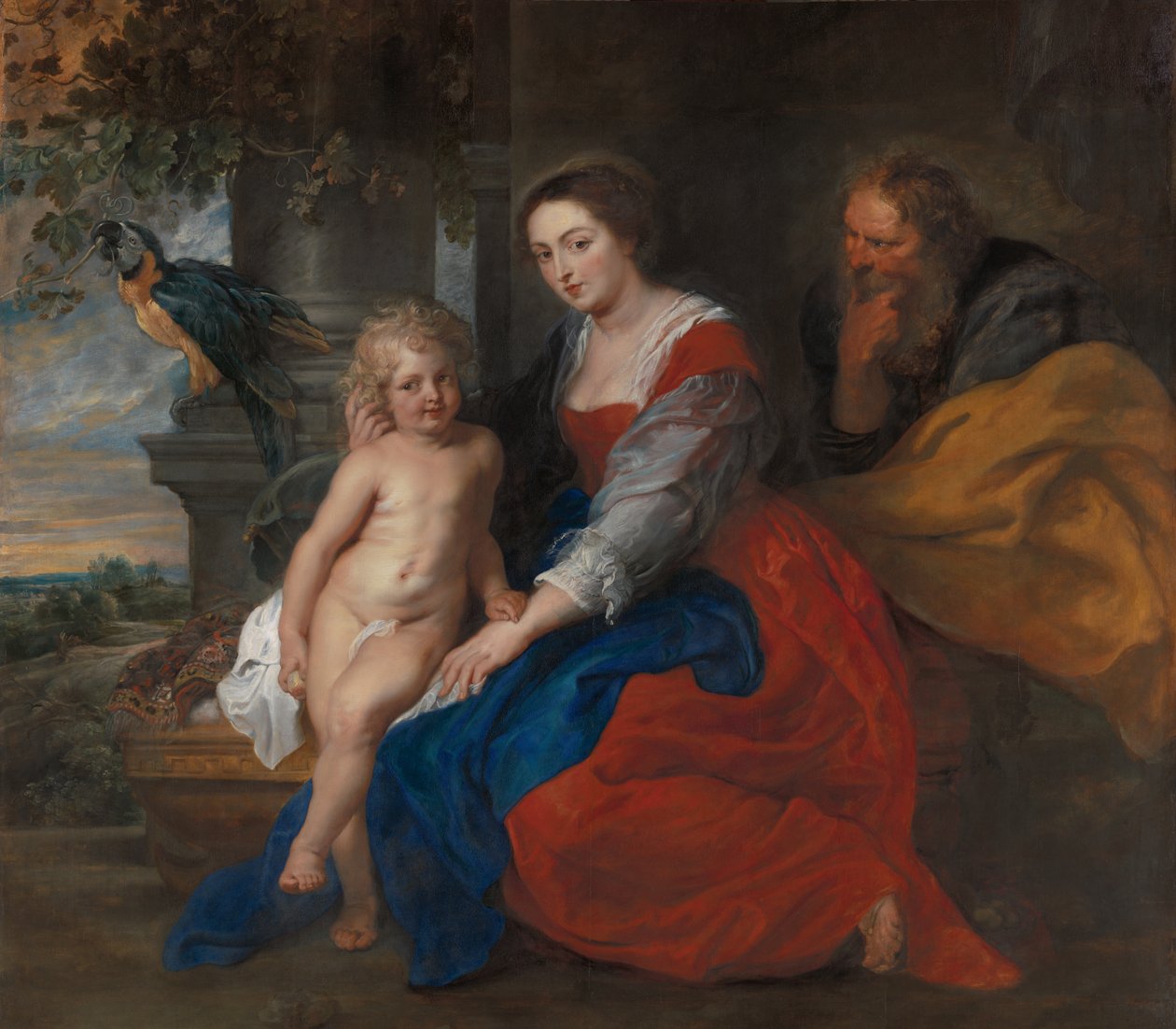 De Heilige Familie met de Papegaai door Peter Paul Rubens