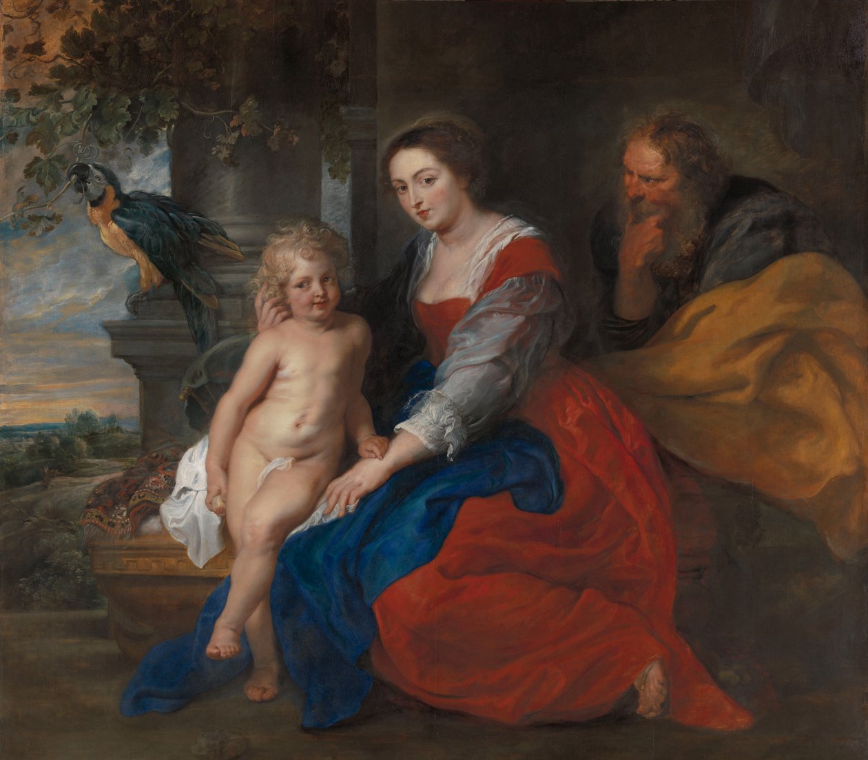 De Heilige Familie met de papegaai door Peter Paul Rubens