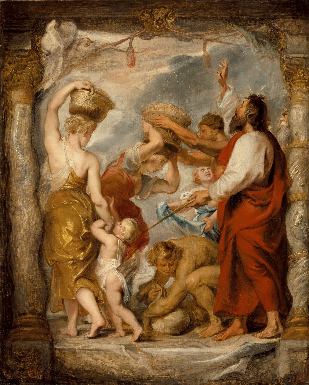 De Israëlieten verzamelen manna in de woestijn door Peter Paul Rubens