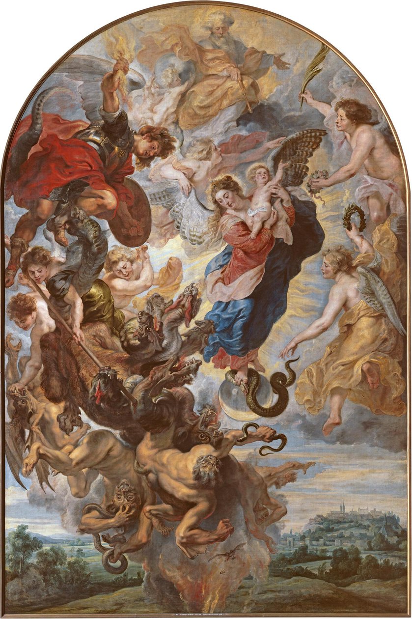 De Maagd als de apocalyptische vrouw op de maan door Peter Paul Rubens