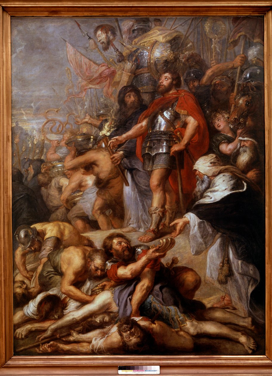 De triomf van Judas Maccabee Judas Maccabee (of Macabee), bijgenaamd de hamer, opvolger van zijn vader Matathias aan het hoofd van de opstand van de Joden tegen de onderdrukking van de Seleuciden tijdens het bewind van Antiocho door Peter Paul Rubens