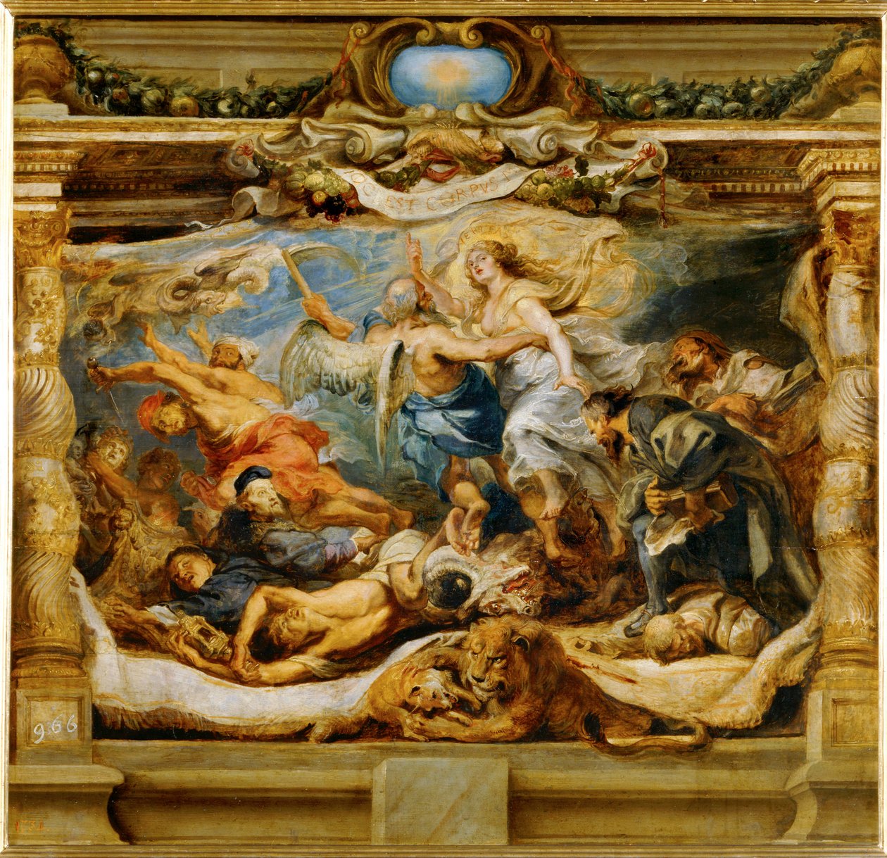 De triomf van de katholieke waarheid (schilderij op doek) door Peter Paul Rubens