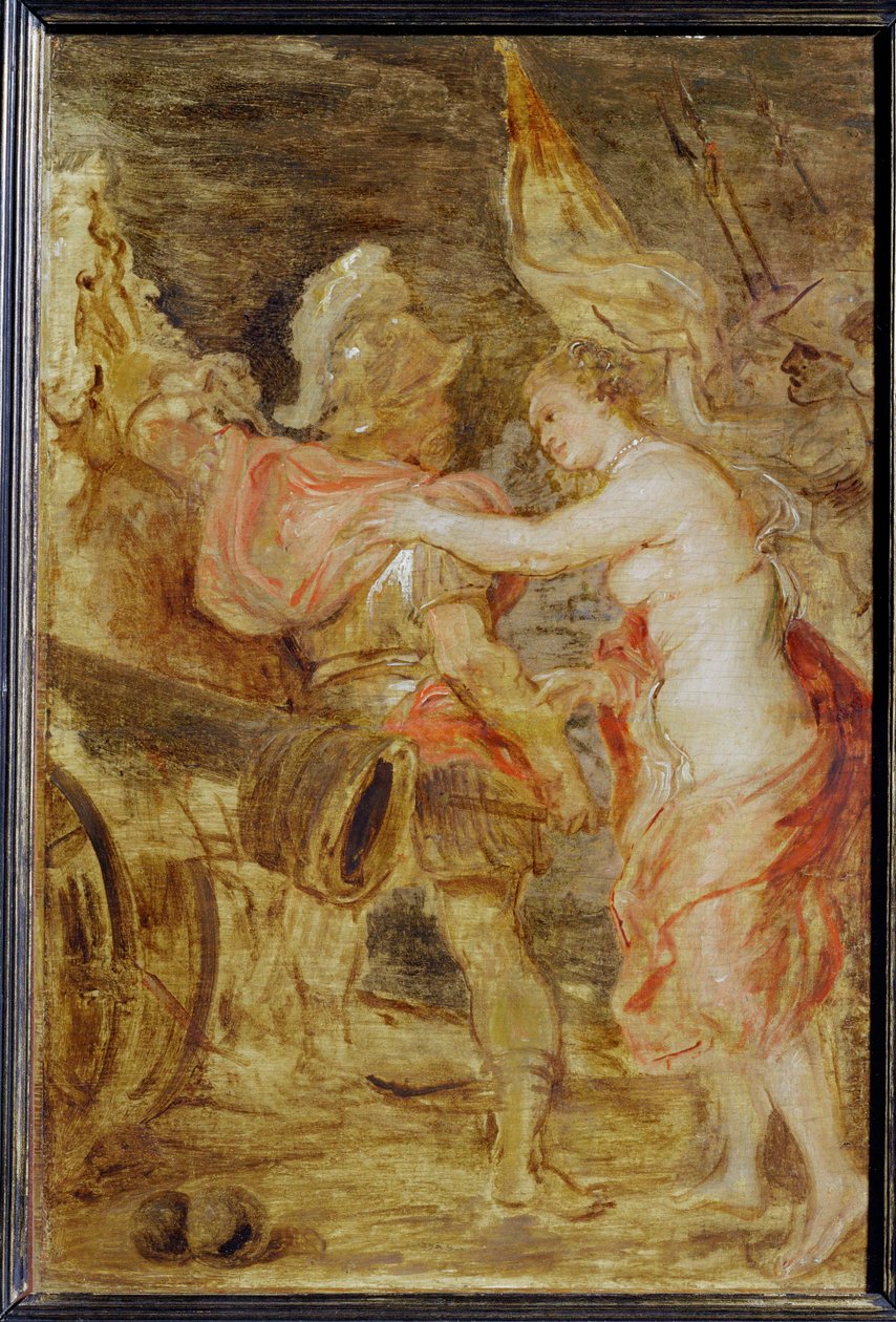 Venus vergezelt Mars naar de oorlog (schilderij op hout) door Peter Paul Rubens