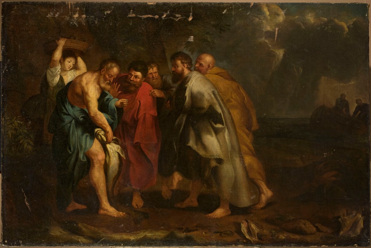 De vondst van de munt in de vis door de apostelen door Peter Paul Rubens