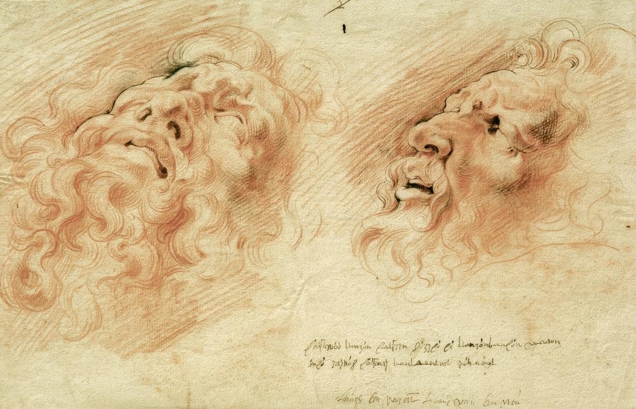 Twee studies naar het hoofd van Laocoön door Peter Paul Rubens