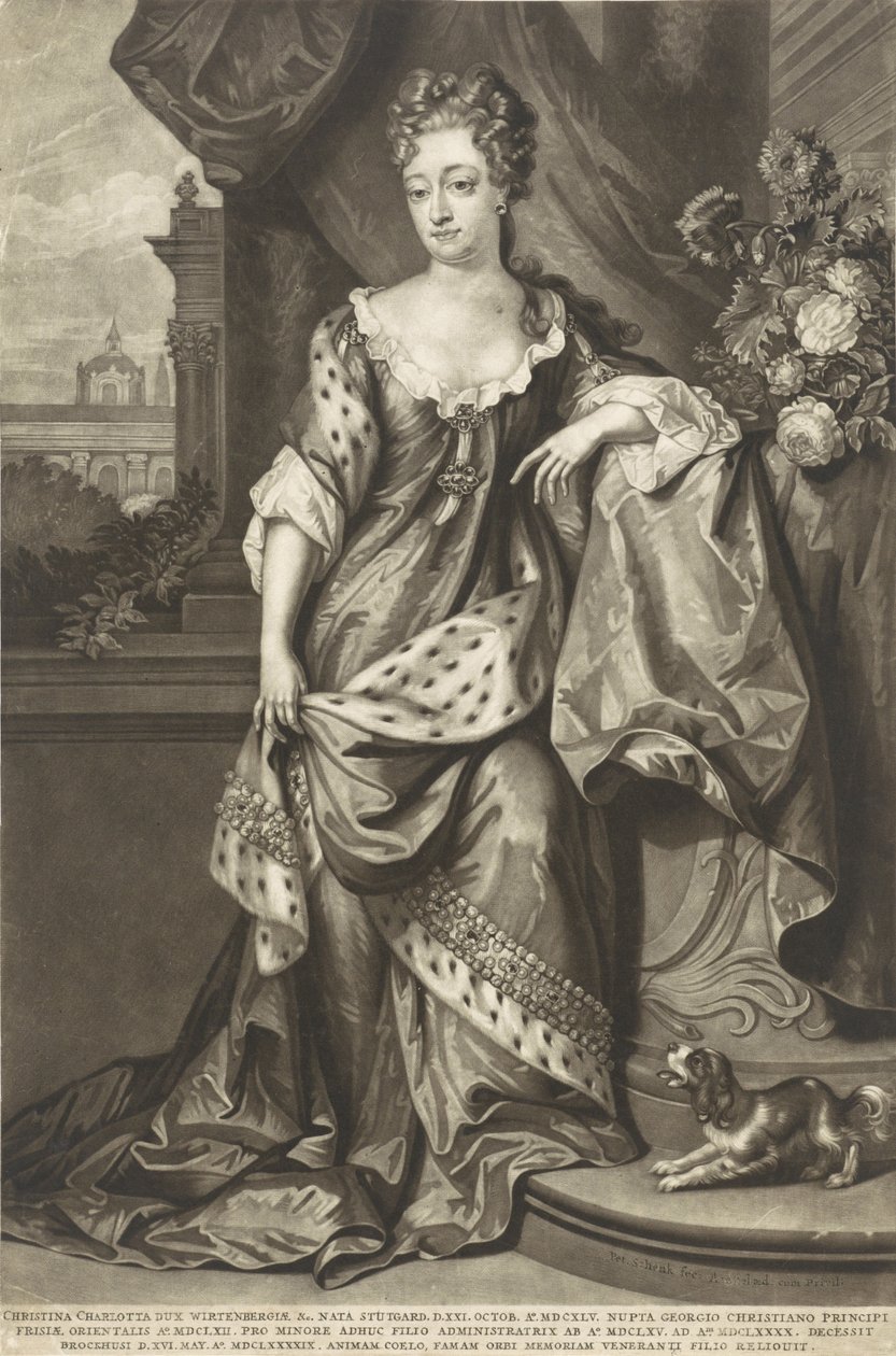 Christine Charlotte van Württemberg, Prinses van Oost-Friesland, ca. 1699 door Peter Schenk