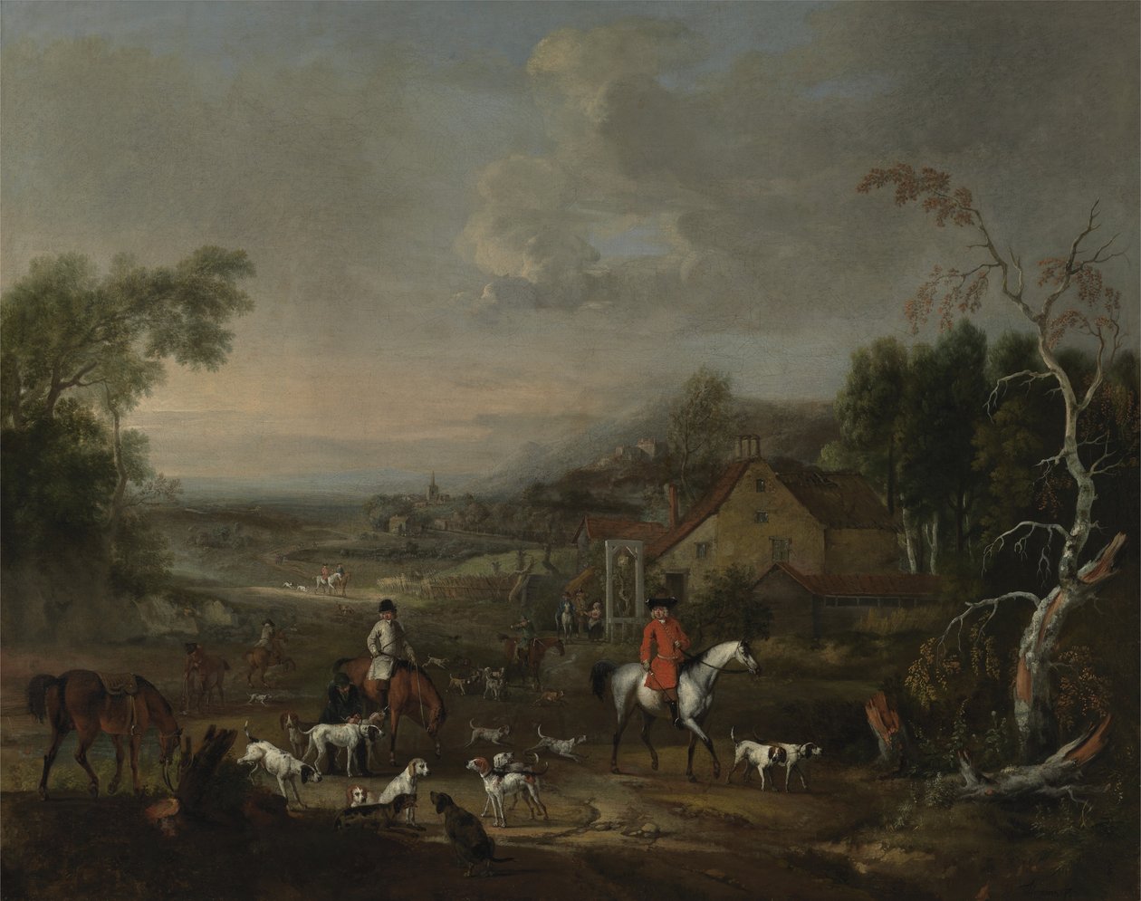 De Eerwaarde Jemmet Browne bij een ontmoeting van vossenjachten, c.1730 door Peter Tillemans