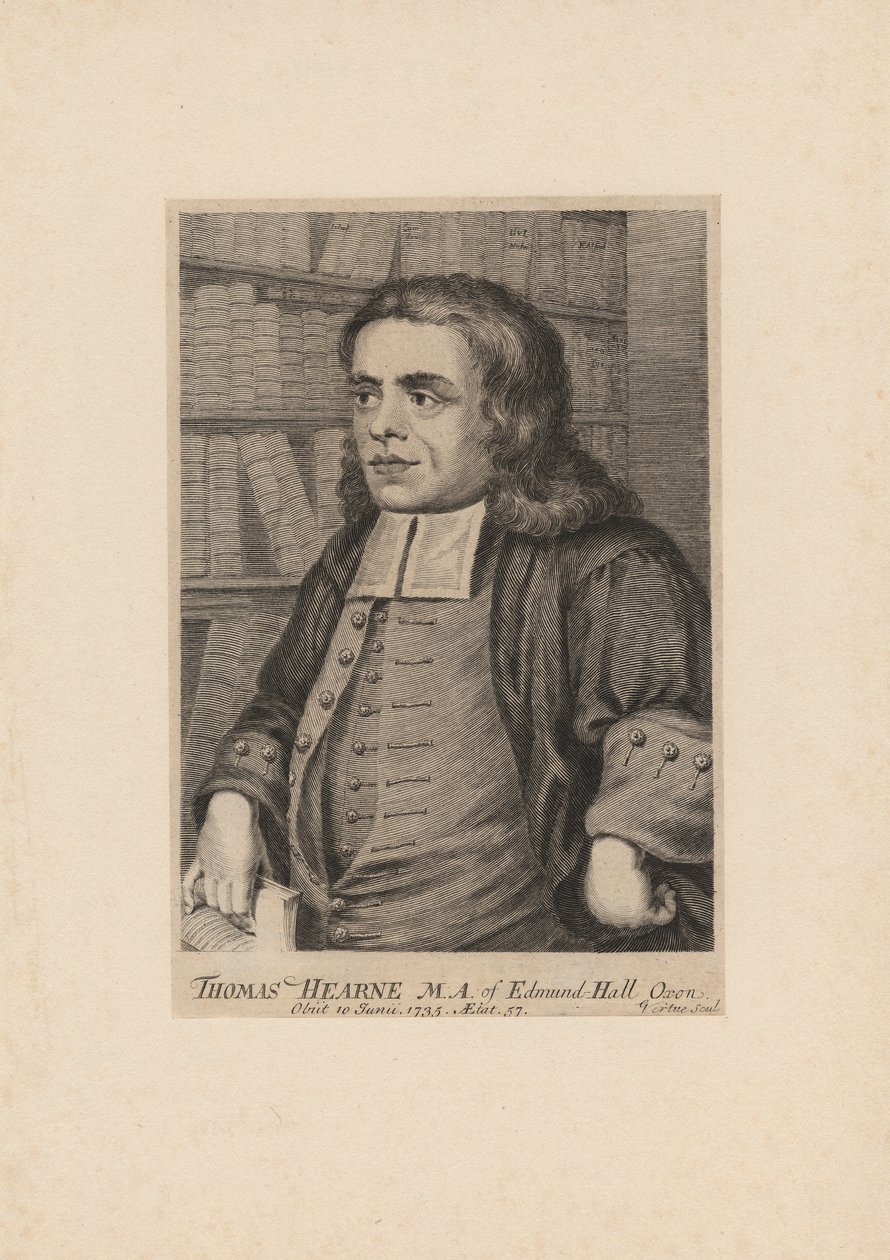 Thomas Hearne, gegraveerd door George Vertue, ca. 1735 door Peter Tillemans