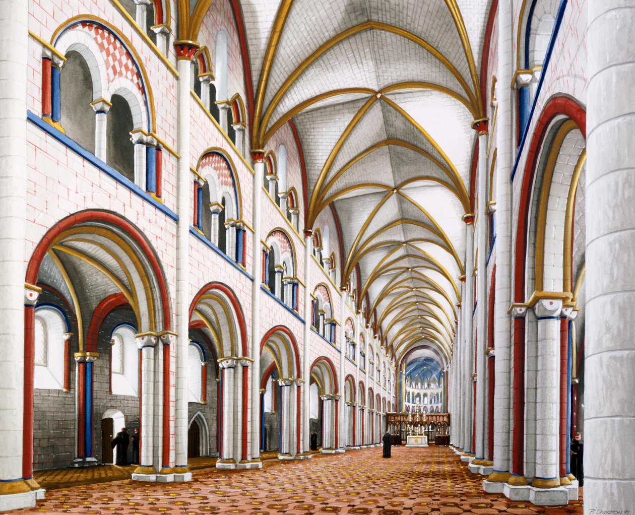 Het Schip in de Abdij van St. Augustinus, 7e-16e eeuw, ca. 1990-2010 door Peter Urmston