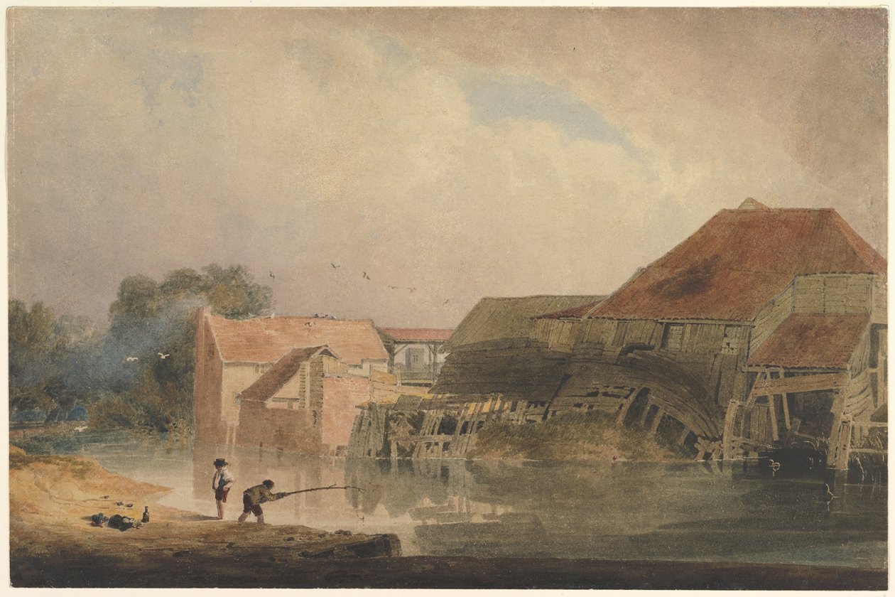 Uitzicht op de rivier (oude molen) door Peter de Wint
