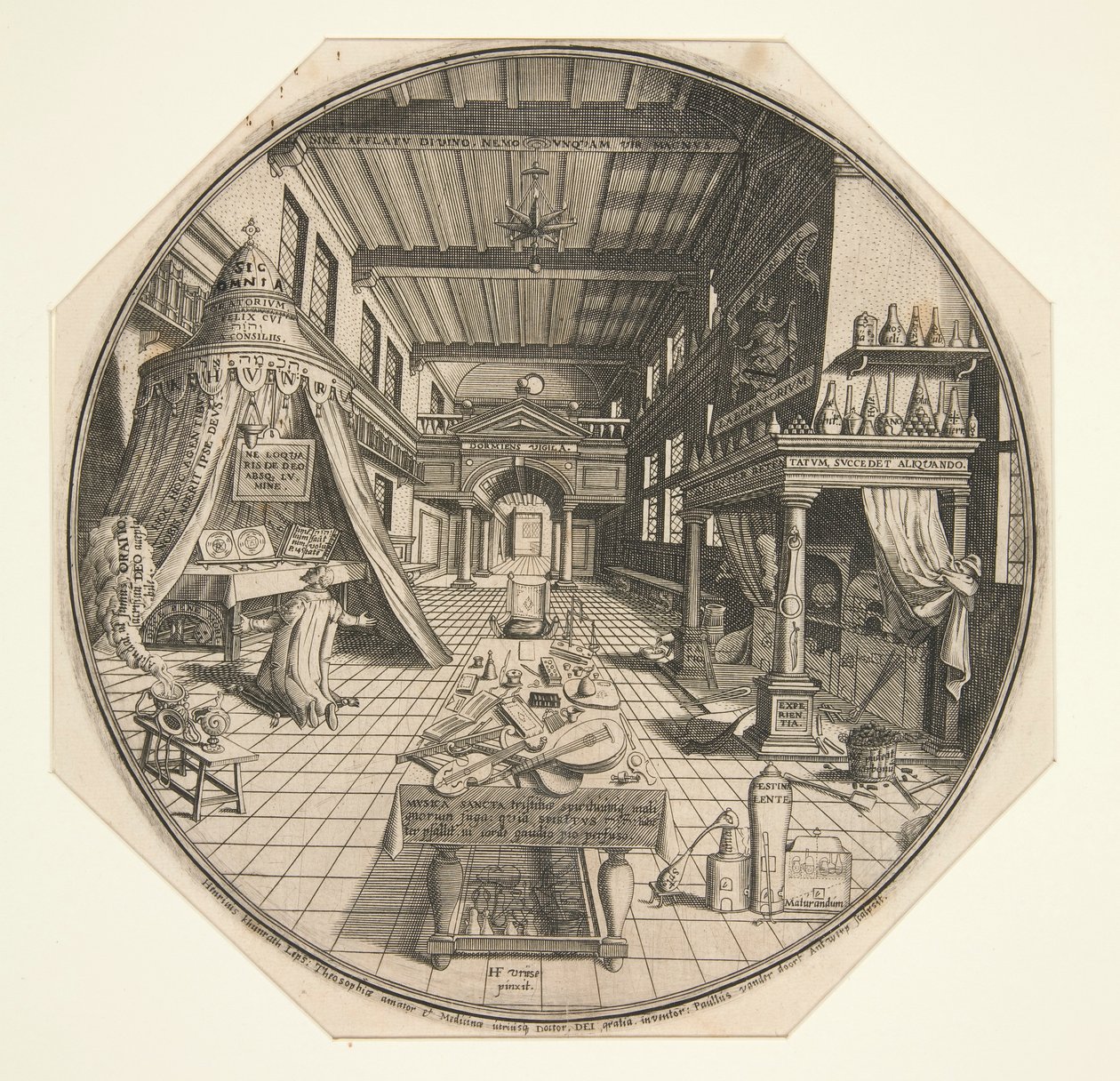 Heinrich Khunrath, alchemist van Leipzig, in zijn bibliotheek door Peter van der Doort