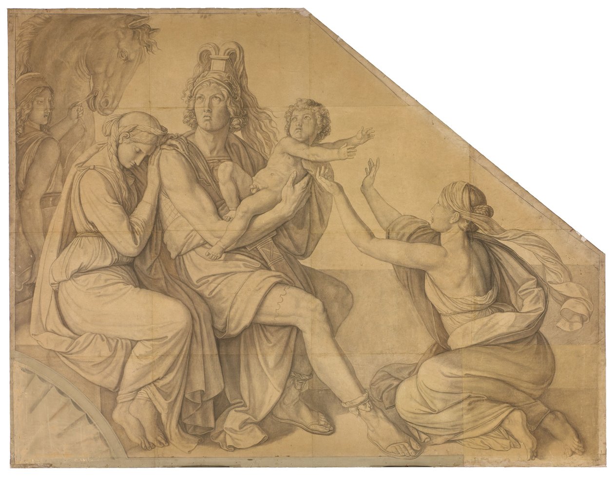 Der Abschied Hektors von Andromache. Karton zu den Deckenbildern der Münchner Glyptothek door Peter von Cornelius