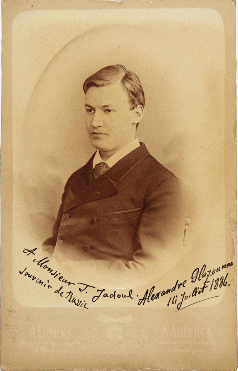Portret van de componist Alexander Glazoenov 1865-1936, 1886 door Petersburg . Photo studio Alfred Lorens