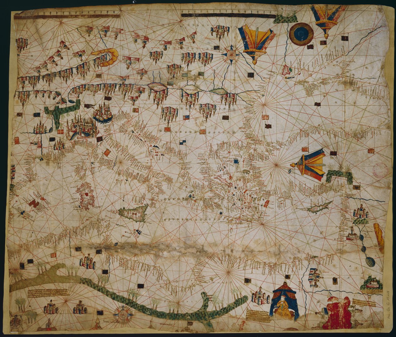 Zeemanskaart van de Middellandse Zee en de Zwarte Zee door Petrus Roselli