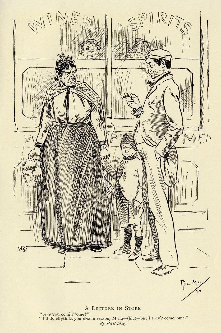Een Lezing in de Winkel, 1895 door Phil May