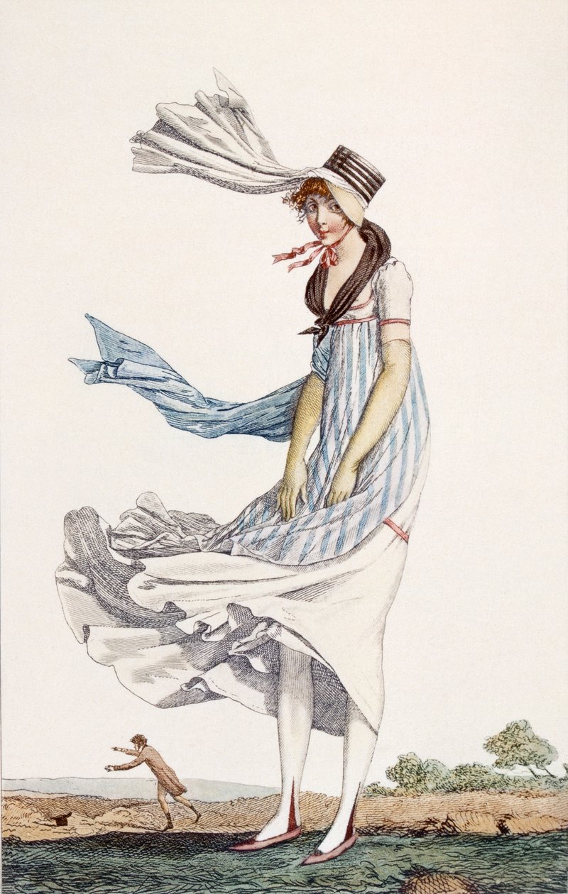 Een zomerse promenadejurk voor dames, 1800 door Philibert Louis Debucourt