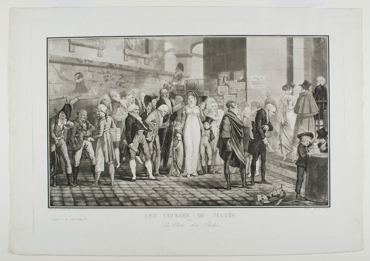Ochtendboodschappen, of de deur van de rijke man door Philibert-Louis Debucourt