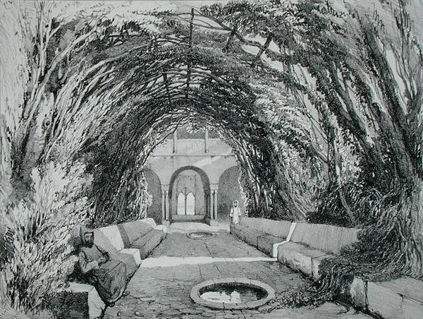 Vijvers in de tuin van het klooster van San Domingo, Alhambra, Plaat 6 uit 