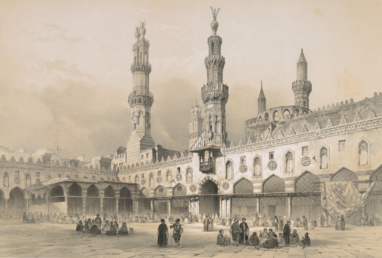 Binnenplaats van de Al Ahzar Moskee door Philibert Joseph Girault de Prangey