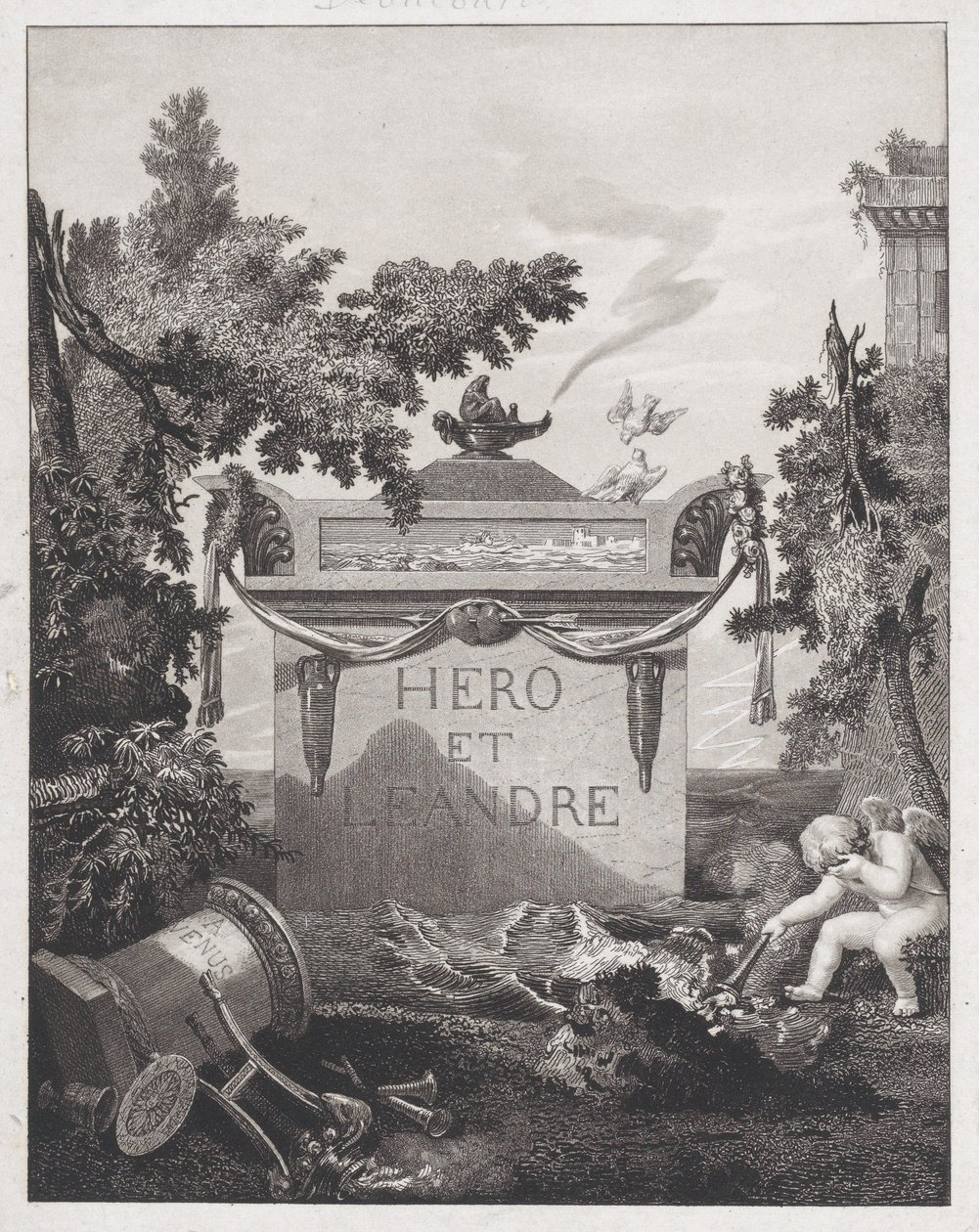 Frontispice voor Hero en Leander door Philibert Louis Debucourt
