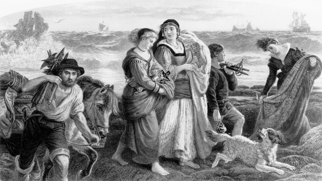 Wrak van de Armada, prent gemaakt door C.H. Jeens, gepubliceerd in Art Journal 1870 door Philip Richard Morris