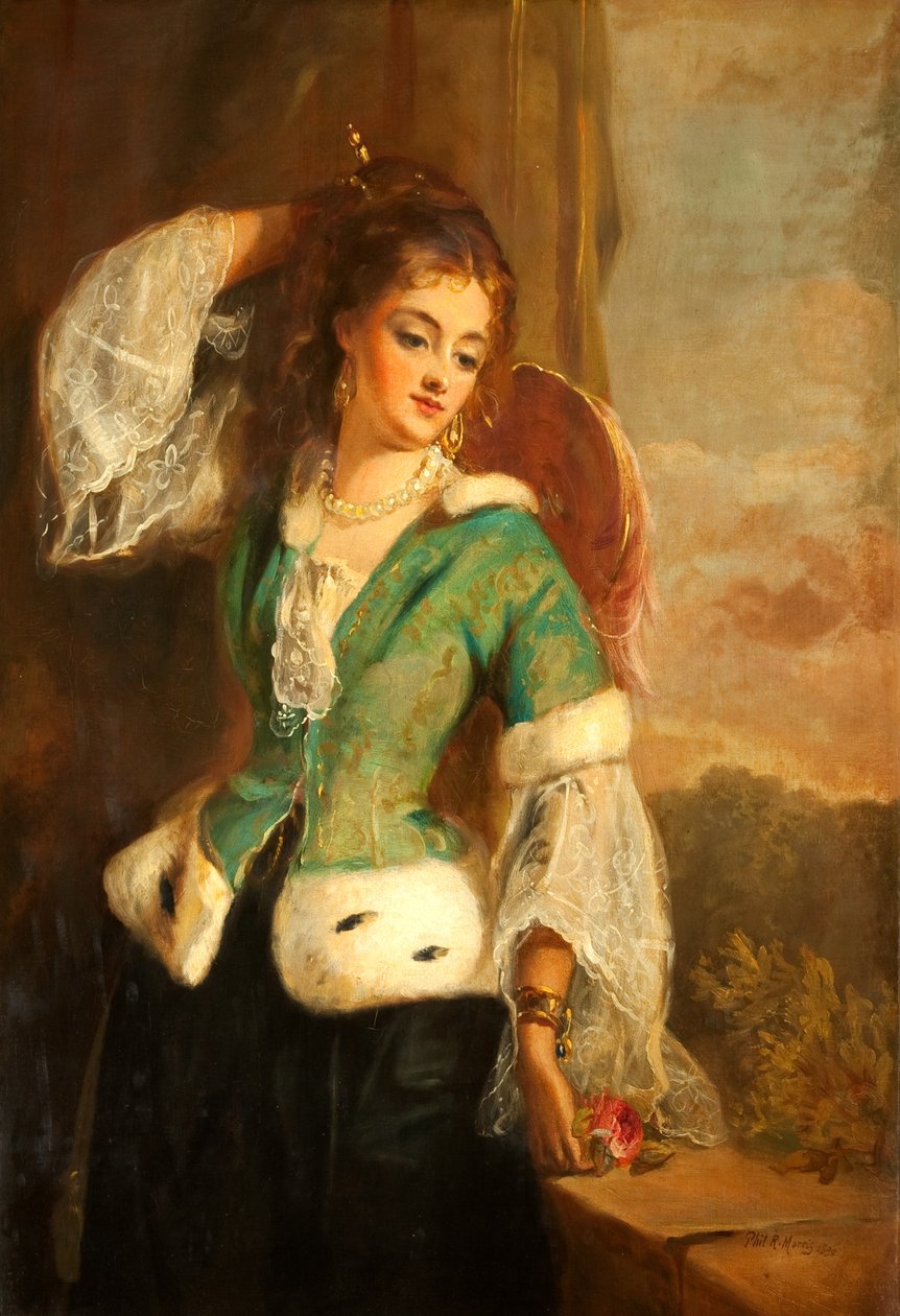 Portret van een Dame in een Groen Jasje, 1890 door Philip Richard Morris
