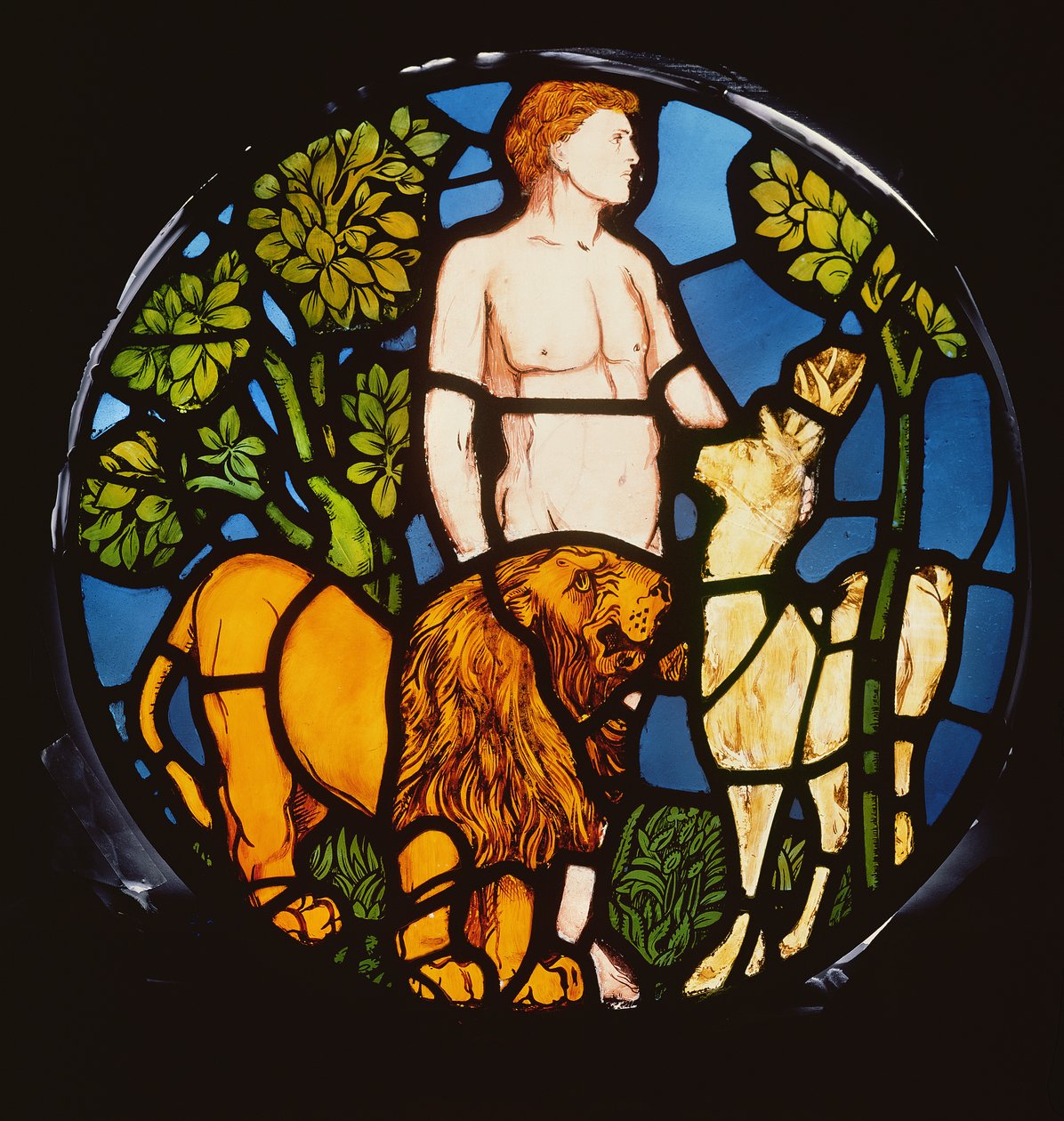 Adam Benoemt de Dieren, uit het Scheppingsraam (detail) door Philip Webb