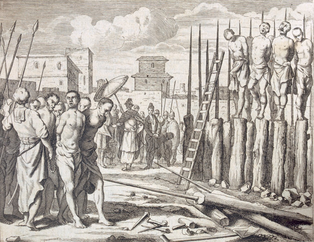 De Spietsing van Enkele Rebellen, Straf: Bloedbad door Spietsing, pub. 1672 door Philip Baldaeus