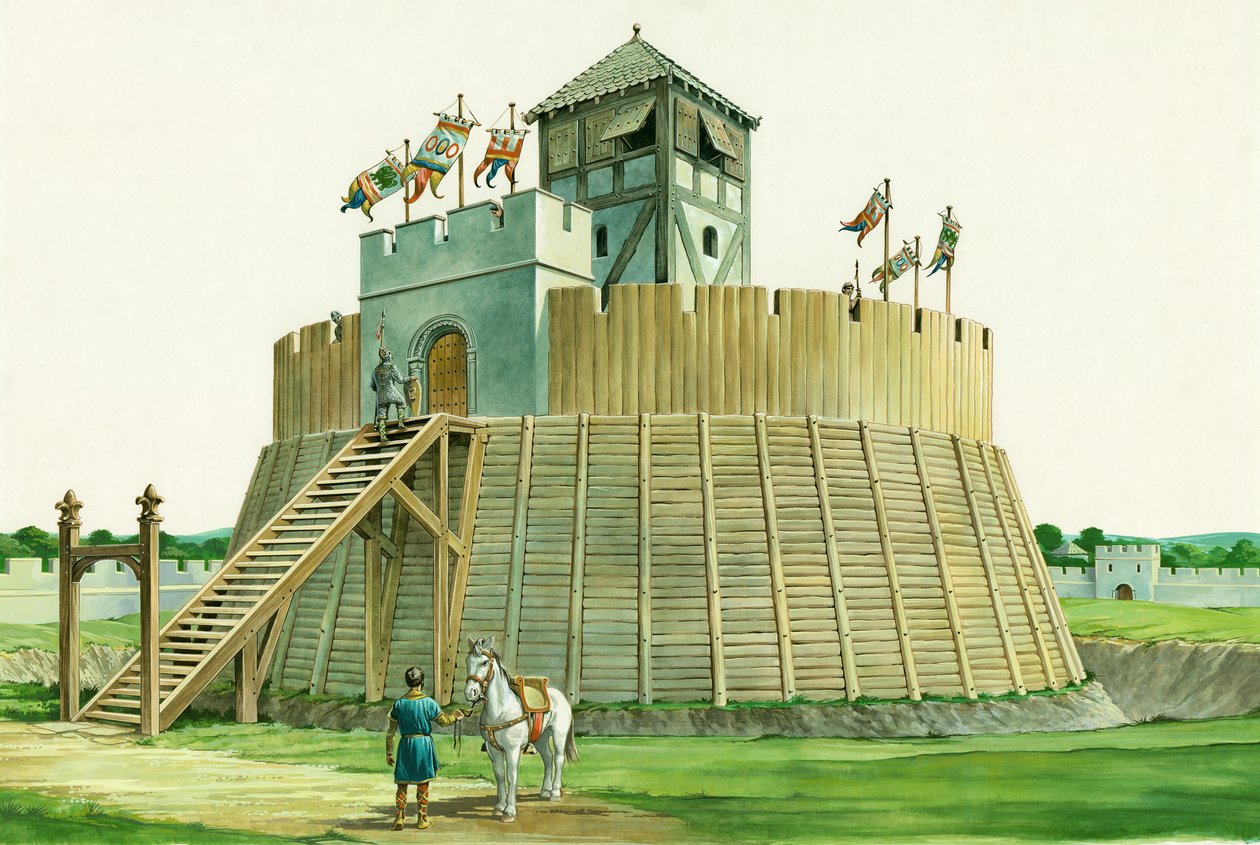 Normandische uitkijktoren bij Bramber Castle, West Sussex door Philip Corke