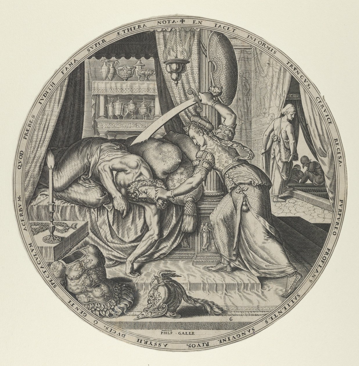 Judith uit Beroemde Vrouwen uit het Oude Testament, set van 6 door Philip Galle