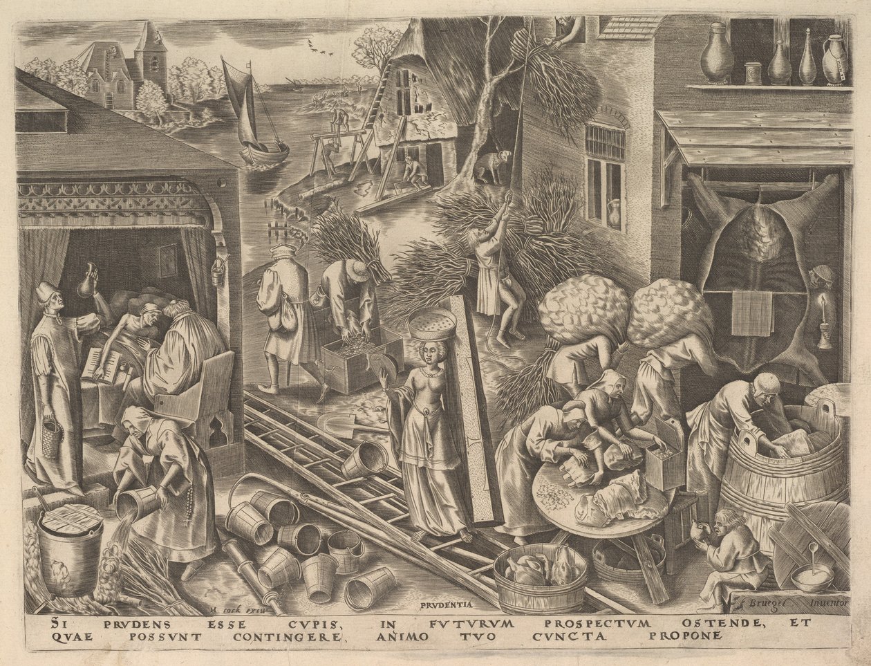 Voorzichtigheid Prudentia uit De Deugden, ca. 1559-60 door Philip Galle