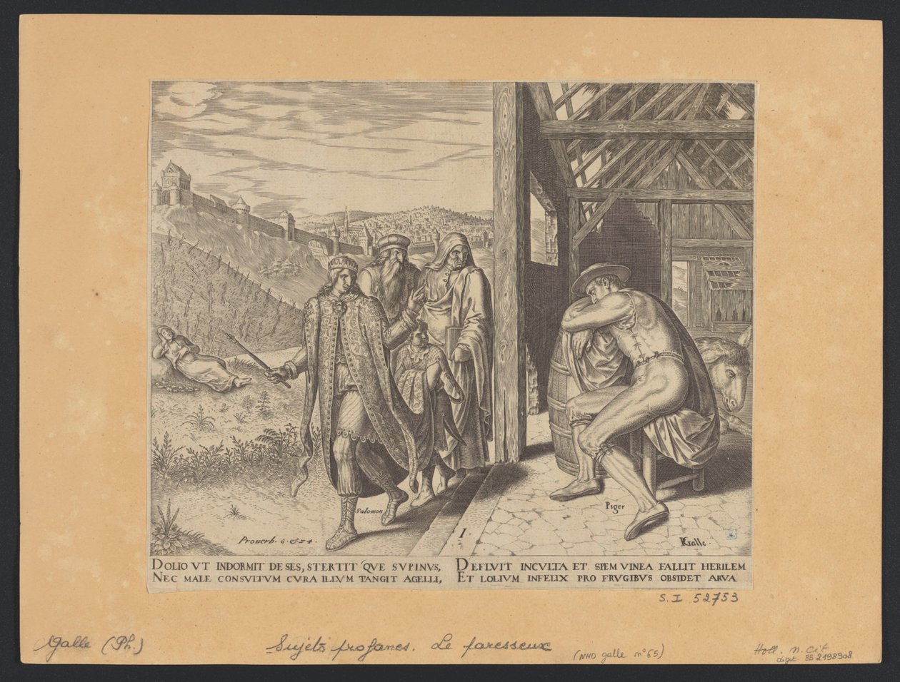 De Idler slaapt in het veld en thuis door Philip Galle