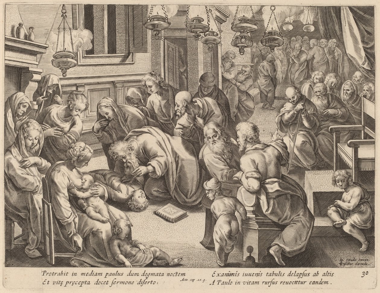 De val van Euthychus door Philip Galle after Jan van der Straet