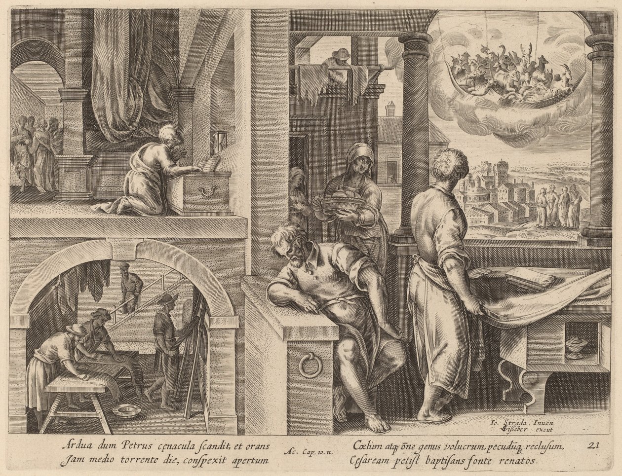 Het visioen van Sint Pieter door Philip Galle after Jan van der Straet