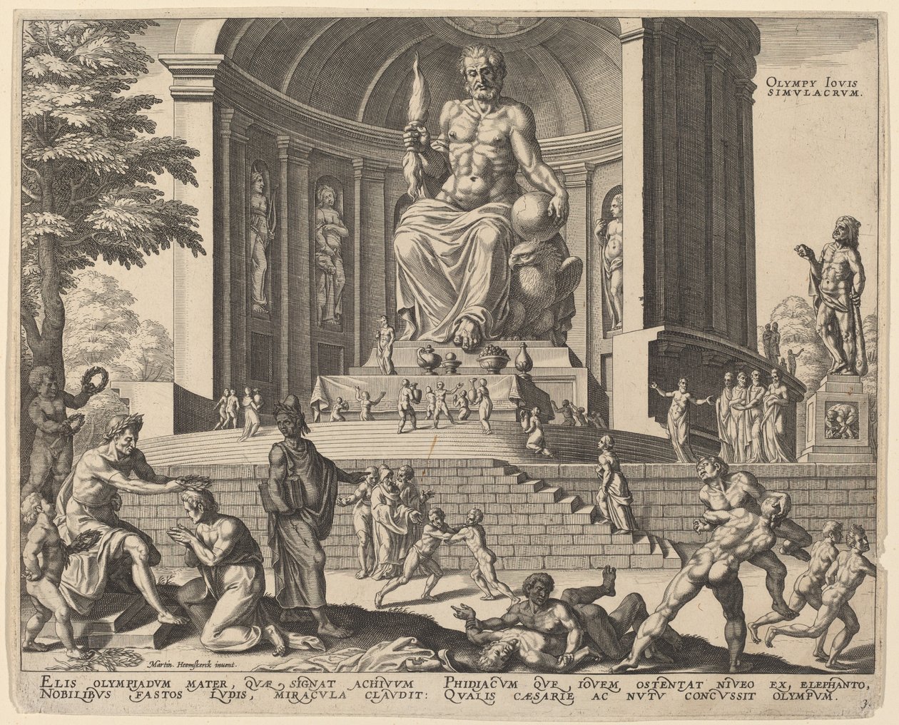 Standbeeld van Jupiter in Olympia door Philip Galle, after Maerten van Heemskerck